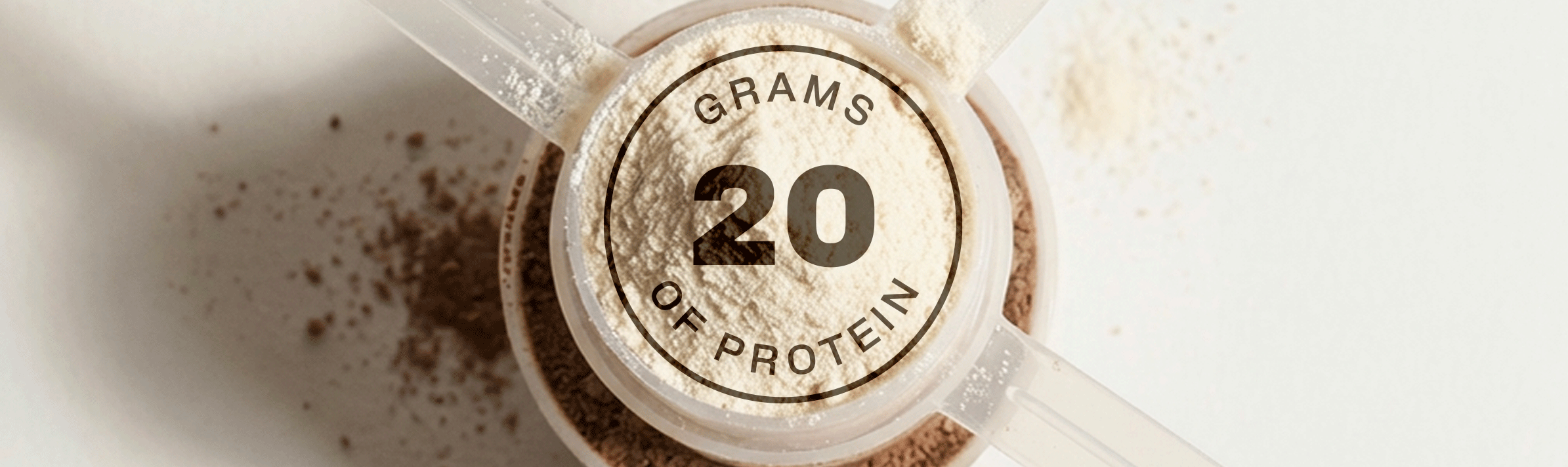 20 grams of protein badge close-up