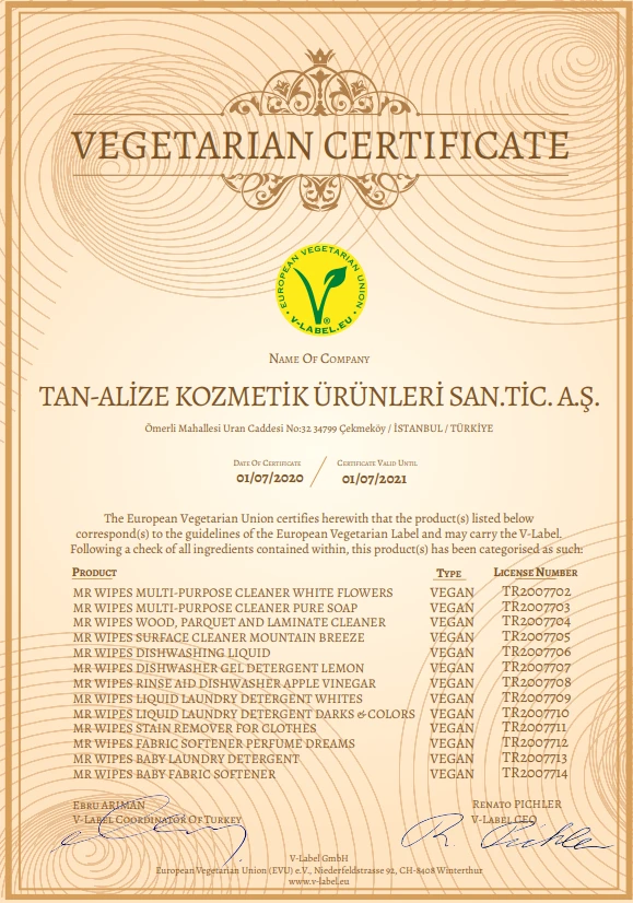 Vegetarian Certificate
