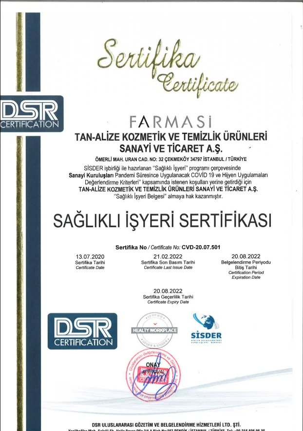 Healty Workplace Certificate