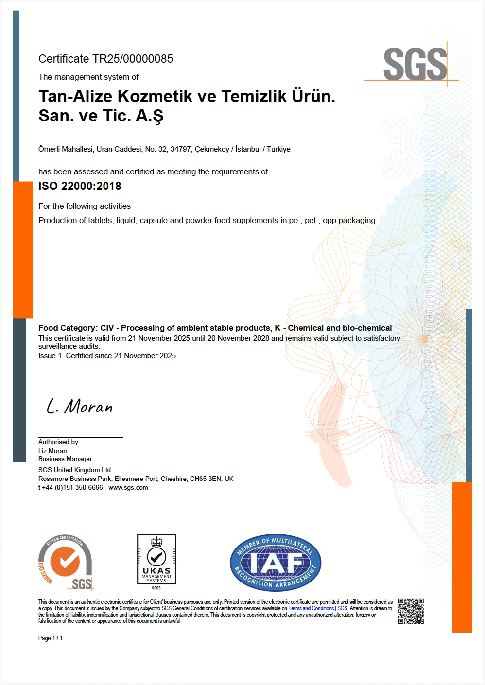 ISO-22000 Nutriplus Sertifikası ( TR )